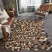 Pelle Leather Warm Browns/Black Mosaic Abstract-Edged Area Rug