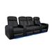 Valencia Verona Top Grain Nappa 9000 Leather Home Theater Seating Power Recliner Row of 4 Loveseat Center Black