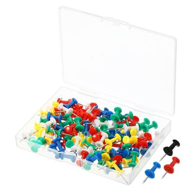 100pcs Push Pins, Plastic Head Thumb Tacks Steel Point for Office, Multi-color - Multicolor