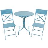 Metal Indoor Outdoor Folding Bistro Set (Set of 3) - SET S/3 29", 36", 36"H