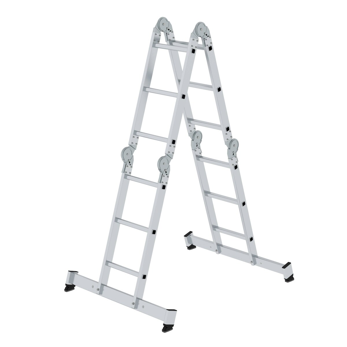 Günzburger Steigtechnik Vielzweckleiter aus Aluminium, mit nivello®-Traverse, mehrfach verwendbar, 4 x 3 Sprossen Image