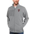 Men's Antigua Heather Gray Texas Tech Red Raiders Course Full-Zip Jacket