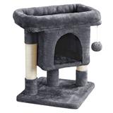 Dark Gray 2-Level Small Cat Tree with Wide Perch, 23.5" H, 13.2 LBS