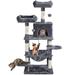 Dark Gray Large Cat Tree with 2 Plush Perches, 59" H, 36 LBS