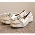 Coach Shoes | Coach Rochelle Women's Boat Shoes Size 7 Leather Canvas Beige | Color: Cream | Size: 7