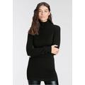 Rollkragenpullover LAURA SCOTT, Damen, Gr. 32 (XS), schwarz, Feinstrick, Obermaterial: 70% Viskose, 30% Polyamid, unifarben, Basic, sehr figurbetont hüftbedeckend, hoch geschlossener Ausschnitt, Langarm Rippbündchen, Pullover, in figurbetonter Longform