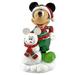 Back Yard Glory Disney Mickey Mouse Builds A Snowman Garden Statue Stone, Resin in Gray/Green/Red | 11 H x 7 W x 6 D in | Wayfair 06-643-32