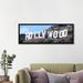 East Urban Home 'Hollywood Skyline Cityscape' Photographic Print on Canvas in Blue & Brown Canvas in Blue/Brown | 16" H x 48" W x 1.5" D | Wayfair
