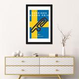 East Urban Home Minimal Movie 'F1 Anderstorp Race Track' Graphic Art Print on Canvas Paper in Black/Blue/Yellow | 24" H x 16" W x 1" D | Wayfair