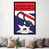 East Urban Home Minimal Movie 'F1 Melbourne Race Track' Graphic Art Print on Canvas in Black/Blue/Red | 48" H x 32" W x 1.5" D | Wayfair