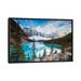 East Urban Home 'Man Sitting Near Moraine Lake, Banff National Park, Canada' Photographic Print on Canvas Metal in Blue | Wayfair