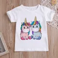 T-shirt à col rond pour enfants chemise pour enfants chemise pour filles cheval arc-en-ciel en Y