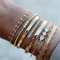 Bracelets creux géométriques en cristal plaqué or vintage pour femmes bracelets Boho réglables