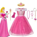 Robe de Princesse Disney pour Fille Costume de Cosplay la Belle au Bois Dormant Aurore Carnaval