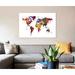 East Urban Home 'Watercolor Map Of The World Map, Dark Colors' By Michael Tompsett Graphic Art Print on Canvas Paper, in Black/Gray/White | Wayfair