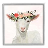 Stupell Industries Springtime Flower Crown Baby Goat Wood in Brown | 24 H x 24 W x 1.5 D in | Wayfair aap-227_gff_24x24