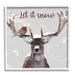 Stupell Industries Let It Snow Winter Bird Perched Deer Antlers Black Framed Giclee Texturized Art By Marcus Prime in Brown | Wayfair