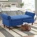 Red Barrel Studio® Linen Blend Flip Top Storage Bench w/ Armrests Linen/Metal in Blue | 24.1 H x 63 W x 22.1 D in | Wayfair