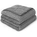 Everly Quinn Sherpa Fleece Weighted Blanket w/ Striped Ribbed Polyester in Gray | 80 H x 60 W in | Wayfair 292CE5BA4B9840D5BF2E4BEF1020FE19