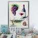Fleur De Lis Living Grapes w/ Wine Bottle - Traditional Canvas Artwork Metal in Green/Indigo | 40 H x 30 W x 1.5 D in | Wayfair