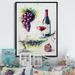 Fleur De Lis Living Grapes w/ Wine Bottle - Traditional Canvas Artwork Canvas, Cotton in Green/Indigo | 12 H x 8 W x 1 D in | Wayfair