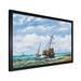 Breakwater Bay Old Naval Ship Iii - Nautical & Coastal Canvas Wall Decor Metal in Blue/Brown | 16 H x 32 W x 1 D in | Wayfair