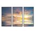 Rosecliff Heights Sunset over Sea w/ Reflection - 3 Piece Floater Frame Photograph on Canvas Metal in Blue/Gray/Orange | Wayfair