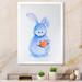 August Grove® Cute Funny Rabbit Bunny - Picture Frame Print on Canvas Metal in Blue/Orange/White | 32 H x 16 W x 1 D in | Wayfair