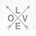 Trinx Love Crossed Arrows Distressed Wood - Wrapped Canvas Textual Art Canvas in White | 36 H x 36 W x 1.25 D in | Wayfair
