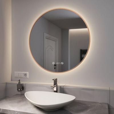 Badspiegel mit Beleuchtung Runder Goldener Badezimmerspiegel ф80cm (Neutrales Licht, Image