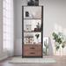 Industrial 4-Tier Bookshelf Storage Organizer with Two Drawers