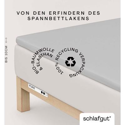 Spannbettlaken SCHLAFGUT "PURE TOPPER in Gr. 90x200, 140x200 oder 180x200 cm, Laken für Topper", grau (grau light), B:18