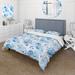 Designart 'Blue Roses With Dried Leaves On Grunge Floral Background' Traditional Duvet Cover Set