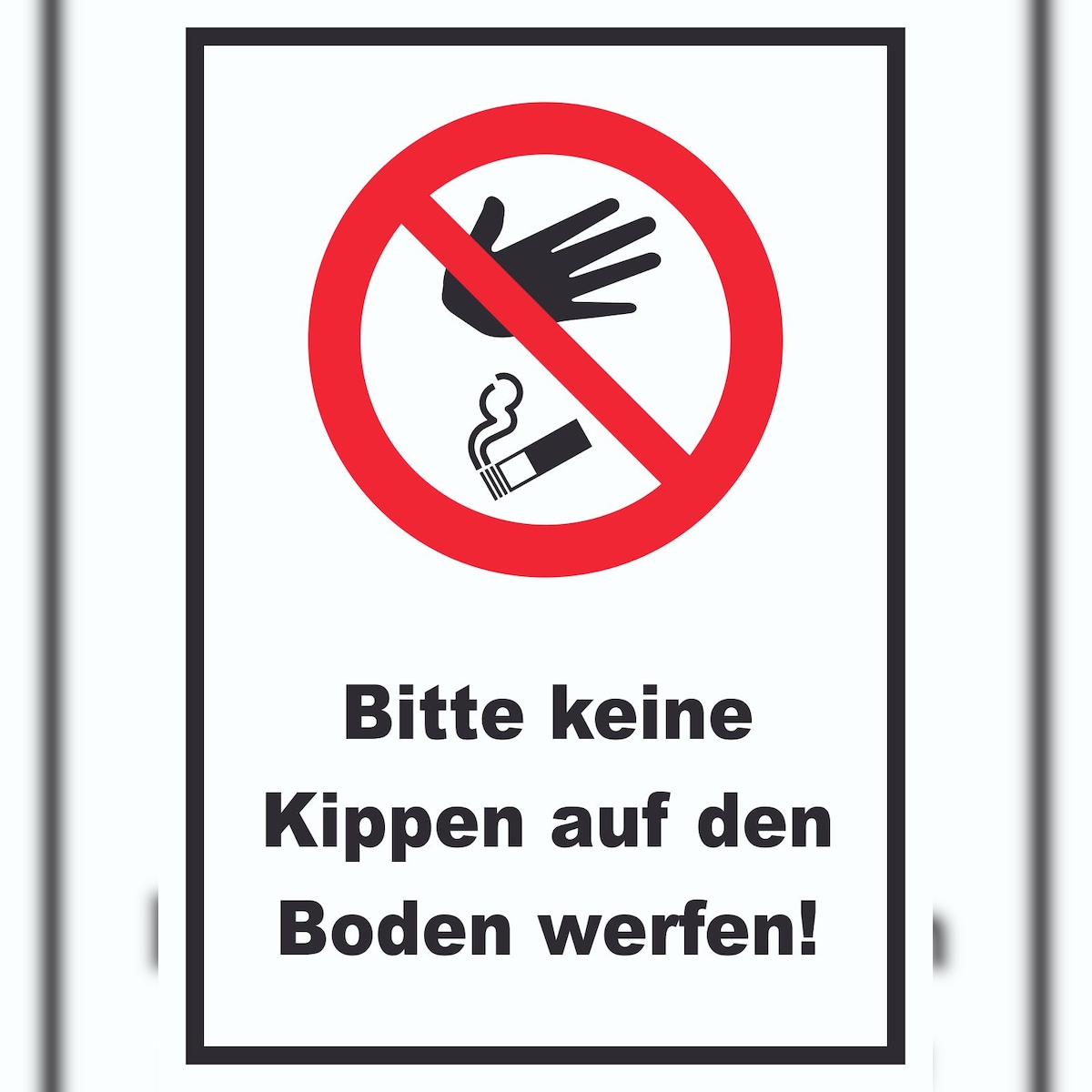 Bitte keine Kippen auf den Boden werfen Schild A2 Rückseite selbstklebend Image