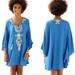 Lilly Pulitzer Dresses | Nwt Lilly Pulitzer Emera Caftan Dress Blue W/ Gold Embroidery - Size S/M | Color: Blue/Gold | Size: S