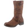 Stiefel RIEKER, Damen, Gr. 41, Normalschaft, braun (cognac, used), Lederimitat, used, klassisch, Schuhe, Boots, Winterboots, Blockabsatz mit gerafftem slouchy-Schaft
