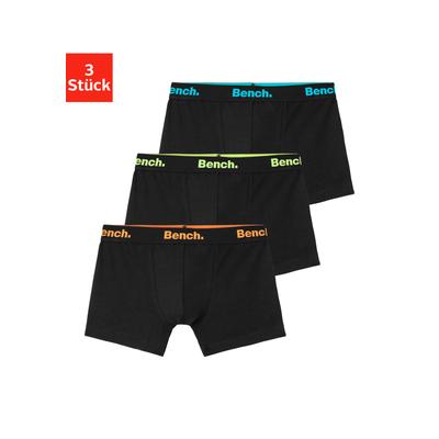 Boxer BENCH. "Boxershorts für Jungen", Kinder, Gr. 170/176, schwarz (kontrastfarbene details), Jersey, Obermaterial: 92% Baumwolle, 8% Elasthan (LYCRA), körpernah, Unterhosen, mit Logo-Webbund Image
