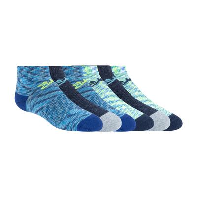 Skechers Boy's 6 Pack Space Dye Low Cut Socks | Size Small | Blue | Poly Blend