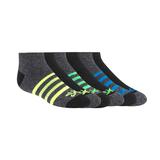 Skechers Boy's 6 Pack Low Cut Marled Stripe Socks | Size Small | Black | Poly Blend