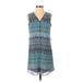 Iz Byer Casual Dress - Shift: Blue Aztec or Tribal Print Dresses - Women's Size Small