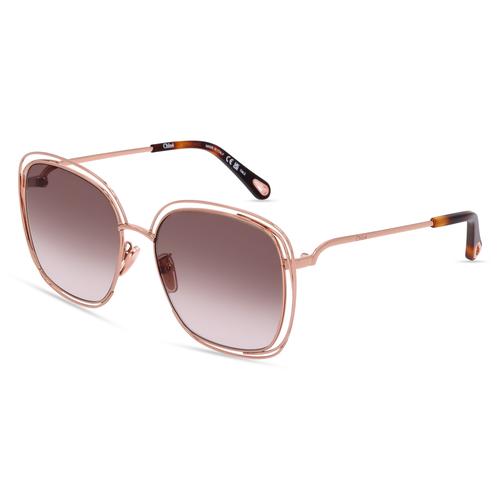 Chloé CH0077SK Damen-Sonnenbrille Vollrand Eckig Metall-Gestell, Gold