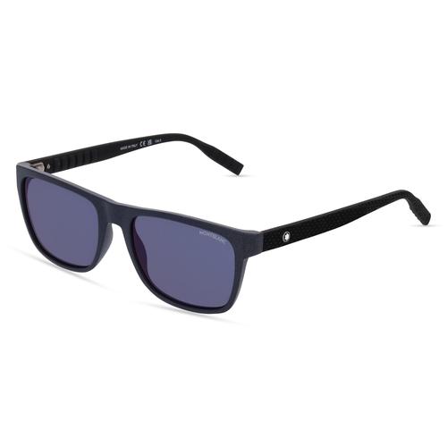 Montblanc MB0209S Herren-Sonnenbrille Vollrand Eckig Kunststoff-Gestell, blau