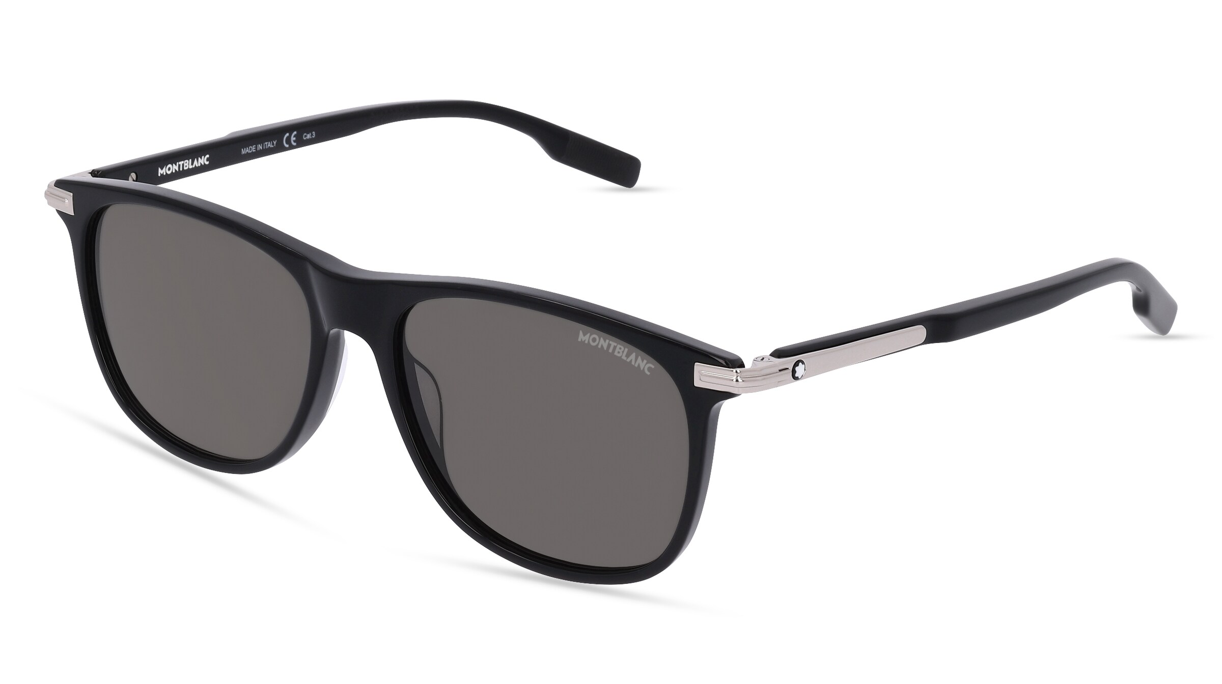 Montblanc MB0216S Herren-Sonnenbrille Vollrand Oval Kunststoff-Gestell, schwarz