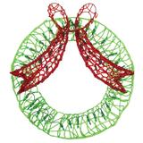 20" Green Red Lighted Wreath Bow Christmas Window Silhouette Decor