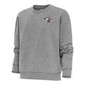 Women's Antigua Heather Gray Baltimore Ravens Metallic Logo Victory Crewneck Pullover Sweatshirt