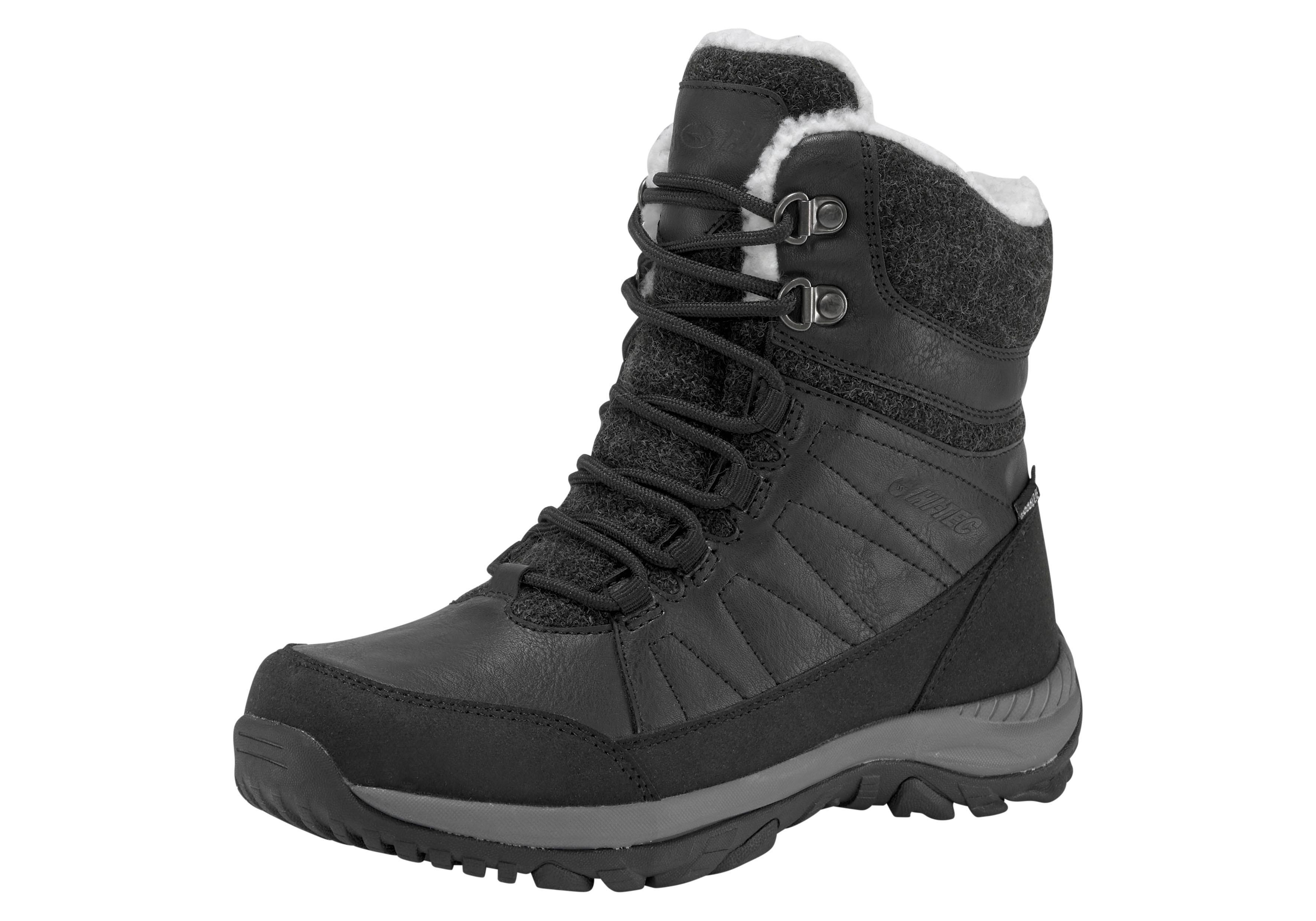 Outdoorwinterstiefel HI-TEC "RIVA MID WATERPROOF", Damen, Gr. 40, schwarz, Synthetik, Schuhe Schnürboots Winterboots, Winterstiefel, Snowboots, Winterschuhe, wasserdicht & gefüttert