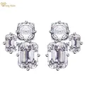 Wong Rain – boucles d'oreilles en argent Sterling 925 taille Asscher/émeraude diamant à haute