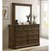 Roundhill Furniture Maderne Traditional Wood Panel Bed with Dresser, Mirror, Two Nightstands, Antique Walnut Finish