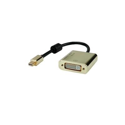 ROLINE GOLD 4K Mini DisplayPort-DVI Adapter, Aktiv, v1.2, Mini DP ST - DVI BU