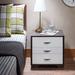 Classic 3 Drawers Wood Nightstand By Eloy, White & Black